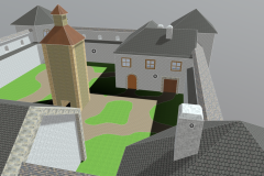 Obr. 3 Súčasťou juhozápadného opevnenia bol aj murovaný objekt, podľa domnienok sídlo komorského grófa, ktorý dohliadal na ťažbu Autor: Bc. Barbora Králiková, 2023