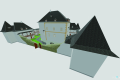 Hrad Hronsek - Pohľad z juhu; Autor: Bc. Tomáš Šuvada Softvér: SketchUp 2017